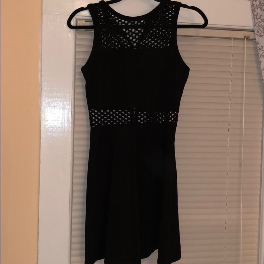 Black formal dress with see through neckline